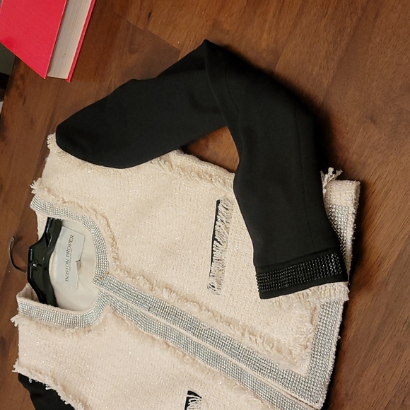 Jacket Only..Boston Proper Rhinestone and Fringe Jacket styled with turtlen NWOT - Picture 7 of 13